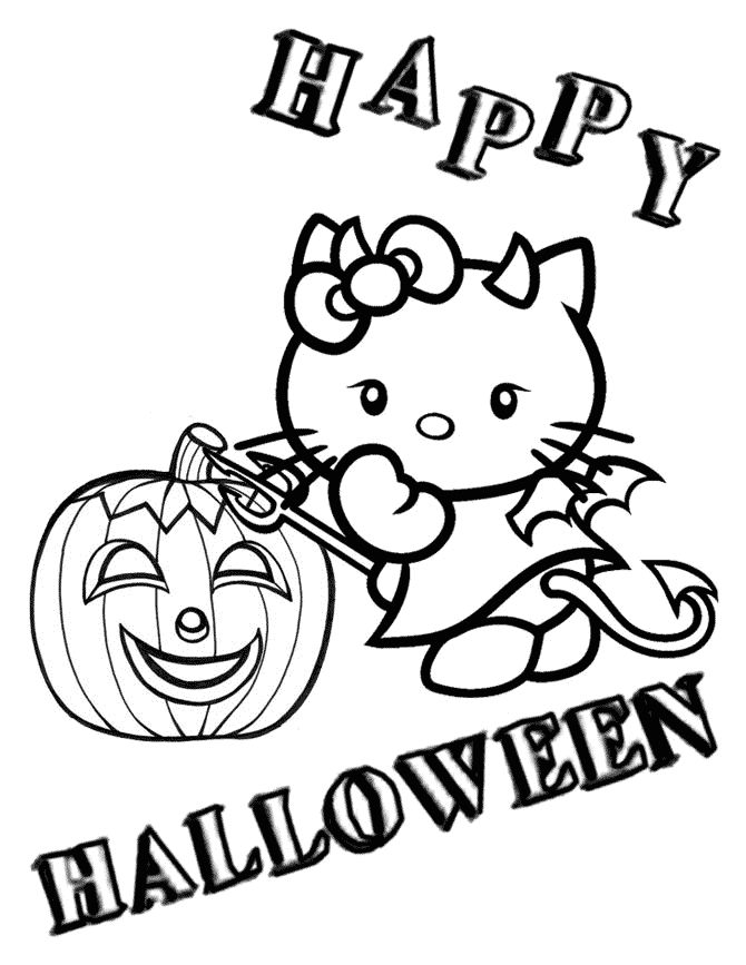 Hello Kitty Halloween Coloring Page Part 1